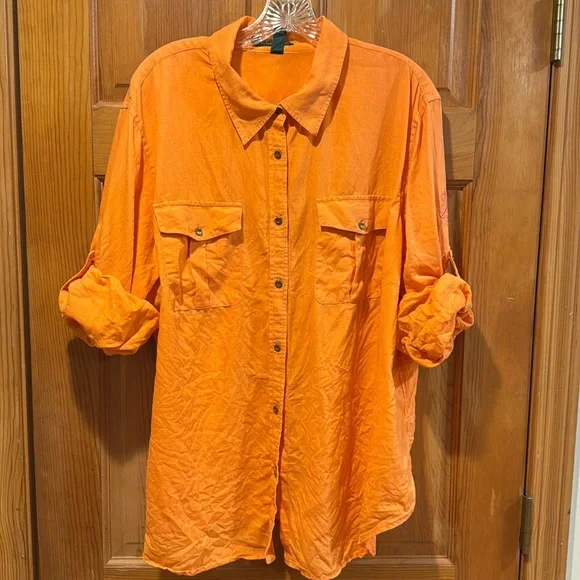 Lauren Ralph Lauren women’s button down 100% linen shirt size 3X. - Picture 1 of 5